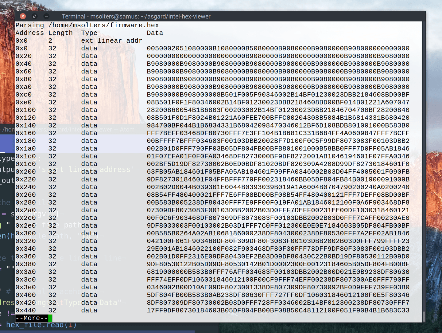 HEX viewer output
