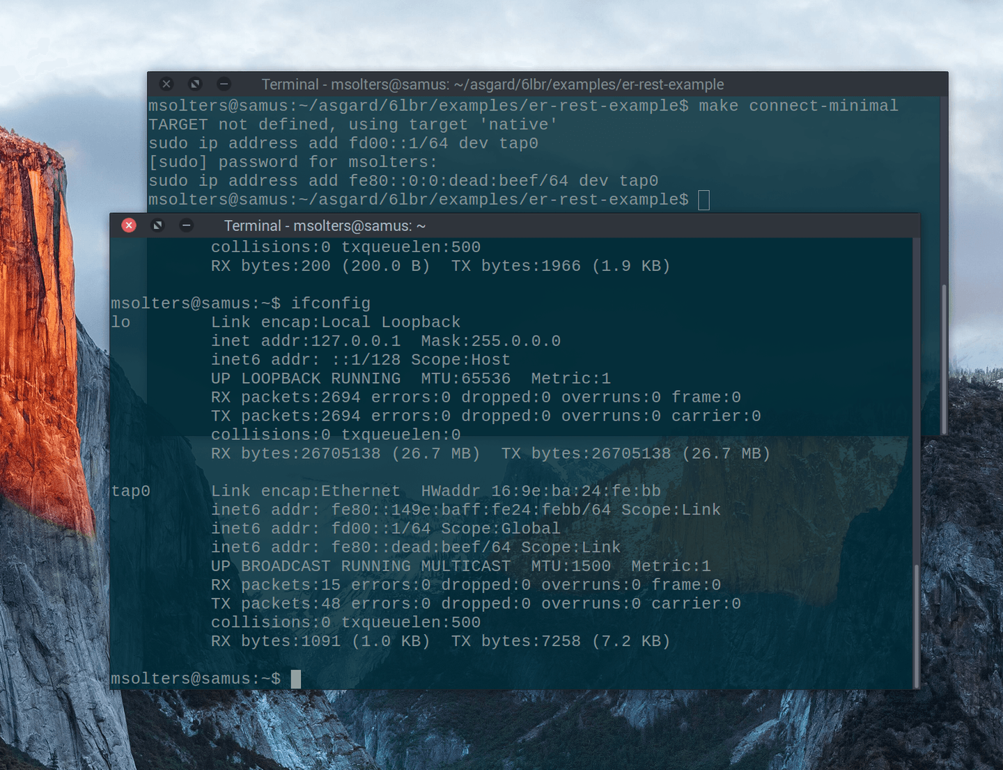 minimal net tap0 static ip
